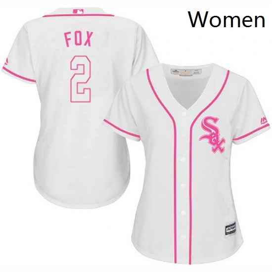 Womens Majestic Chicago White Sox 2 Nellie Fox Authentic White Fashion Cool Base MLB Jersey